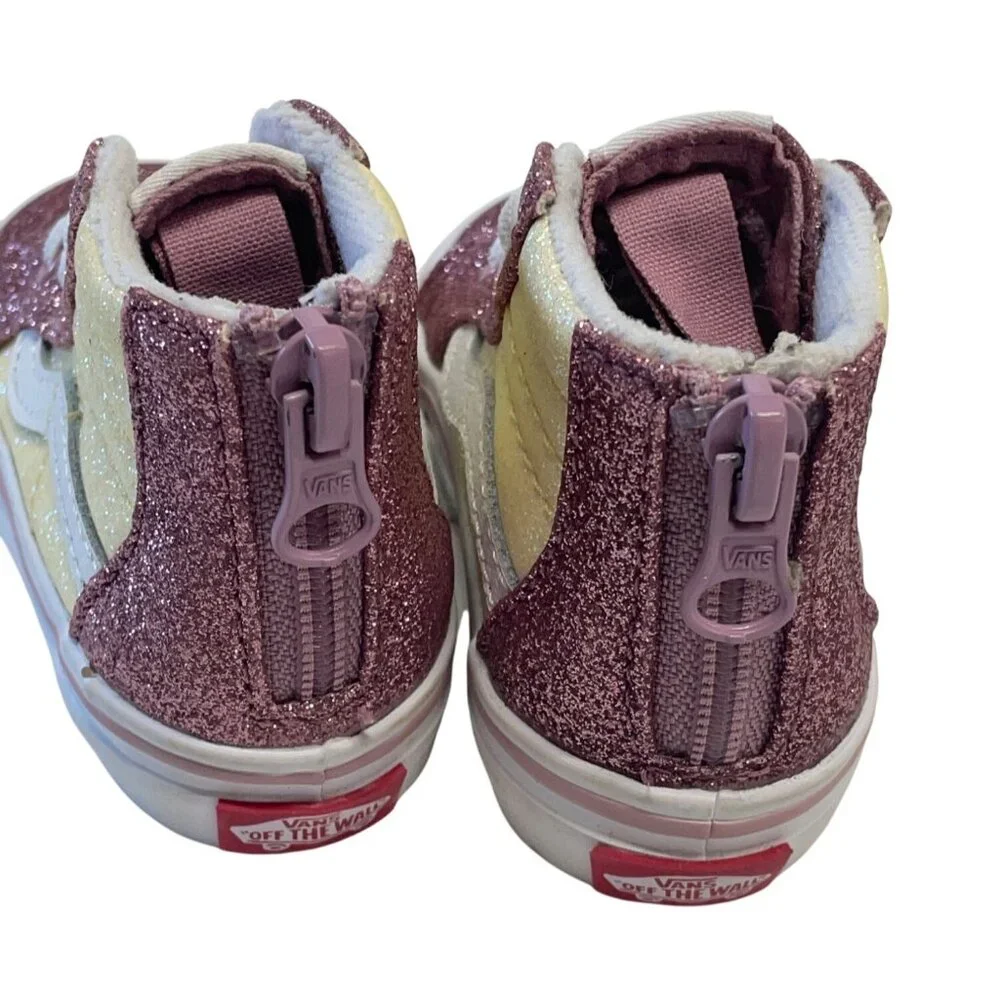 Vans Toddler Size 4 Glitter High-Top‎ Sneakers Pink Yellow